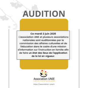 Lire la suite à propos de l’article Audition commission des affaires culturelles et de l&rsquo;éducation sur l&rsquo;instruction en famille