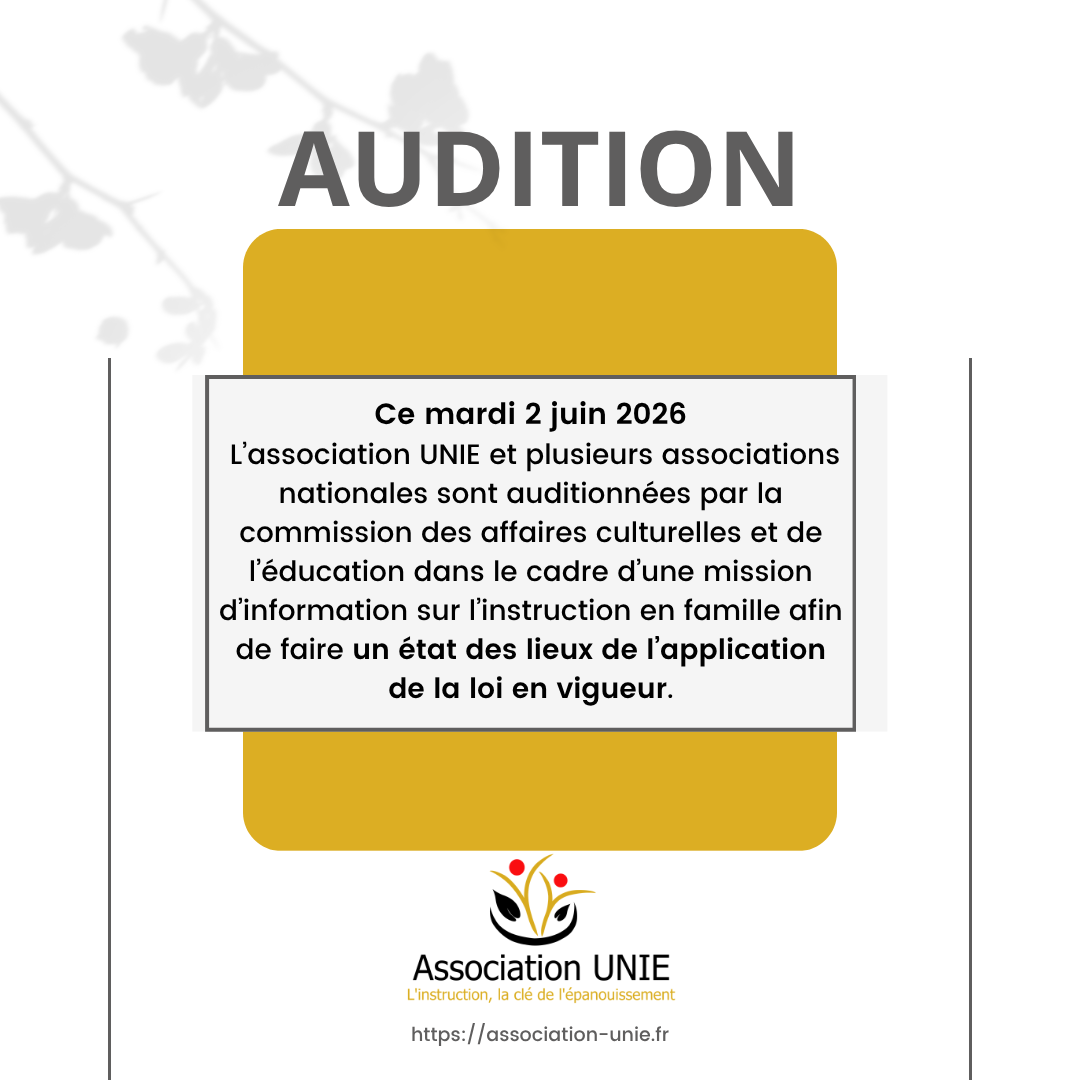 Lire la suite à propos de l’article Audition commission des affaires culturelles et de l&rsquo;éducation sur l&rsquo;instruction en famille